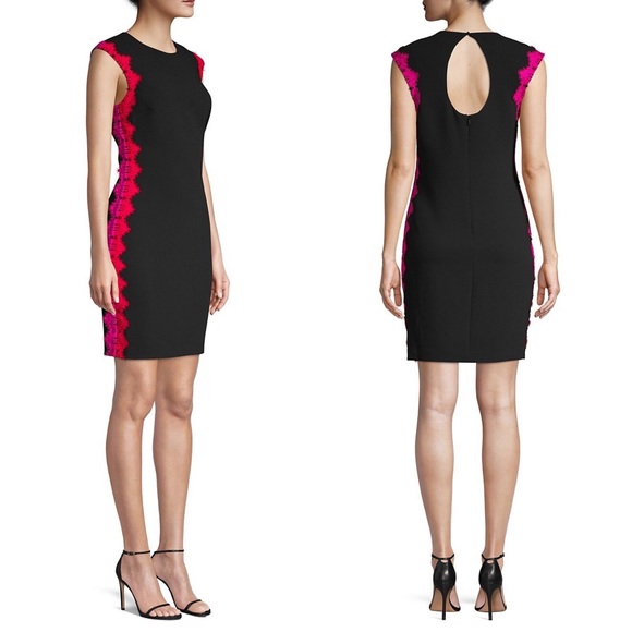 π Host Pick π NWOT Trina Turk Whim AppliqueΜ Lace Trim Crepe Dress - Picture 3 of 14